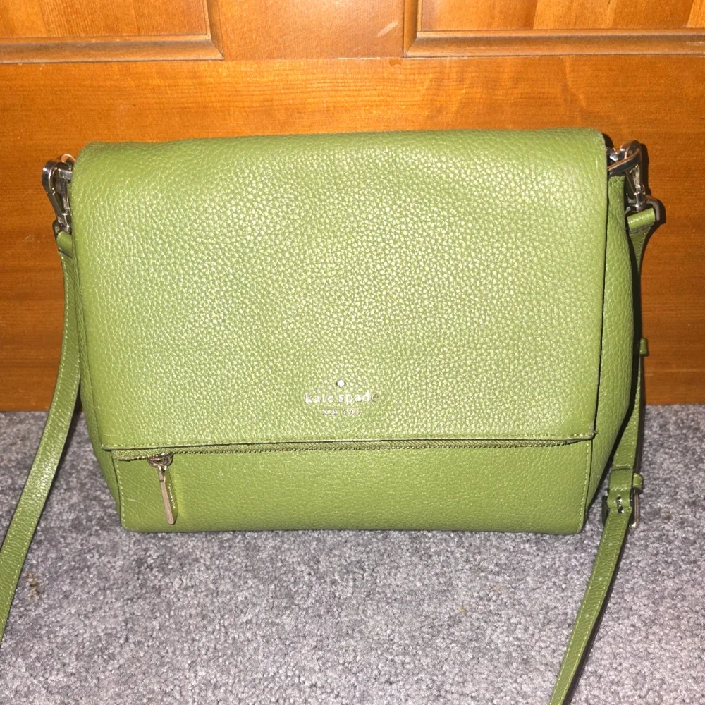 kate spade Green Pebbled Leather Crossbody Satchel